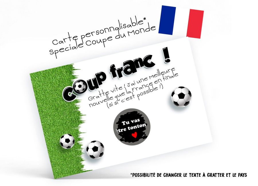 Carte à gratter personnalisable Spéciale Coupe du monde de football -  Lachouettemauve
