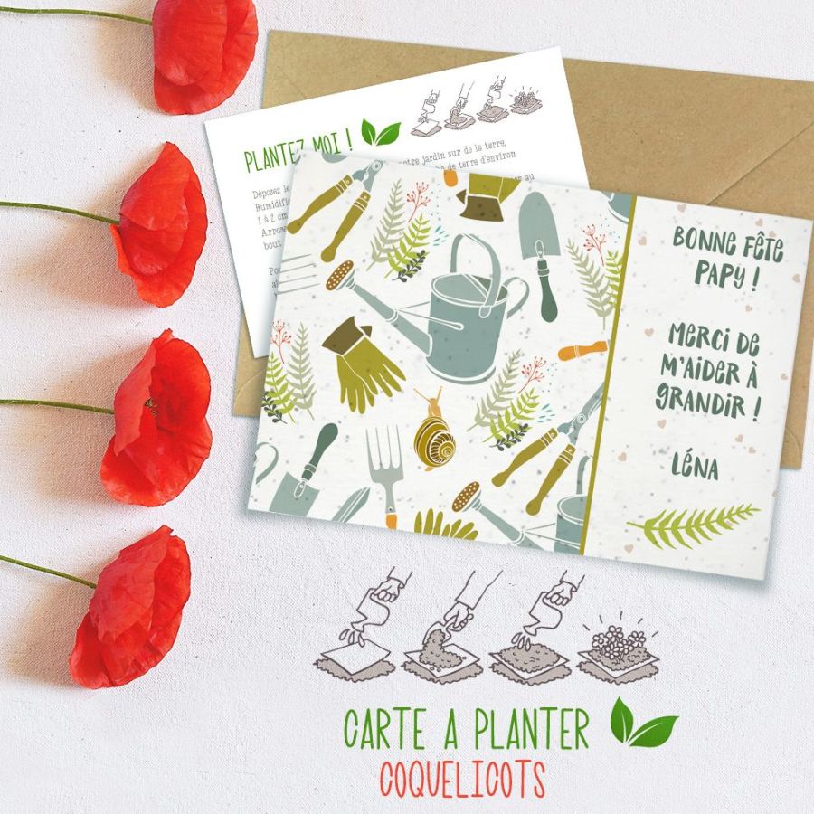Carte à planter avec graines personnalisée Bonne fête Papy !