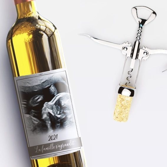 Etiquette bouteille de vin personnalisable pour annonce grossesse originale  - Lachouettemauve