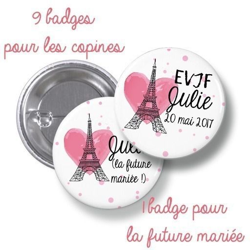 Badges EVJF rond grand format en méta - modèle Paris| tour Eiffel