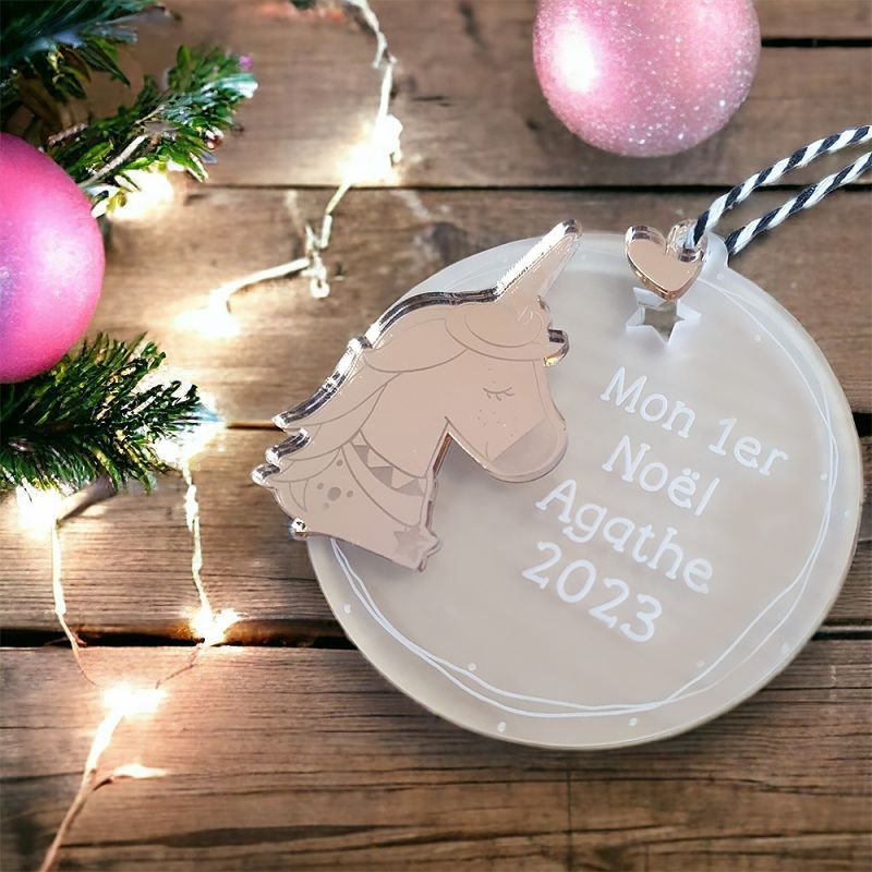 Annonce grossesse Noël, carte à gratter numérique cadeau licorne