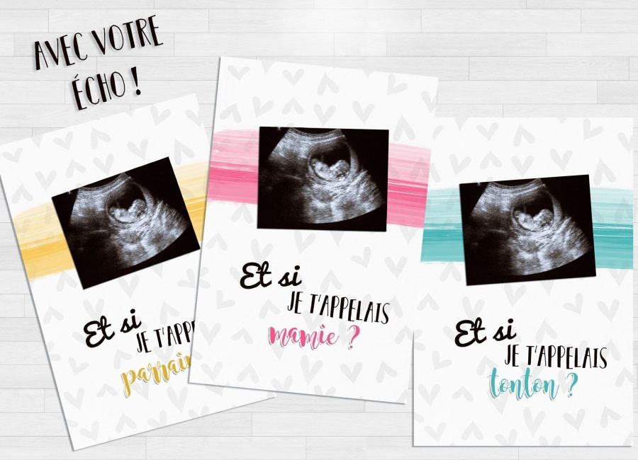 Carte annonce de grossesse personnalisée avec VOTRE échographie