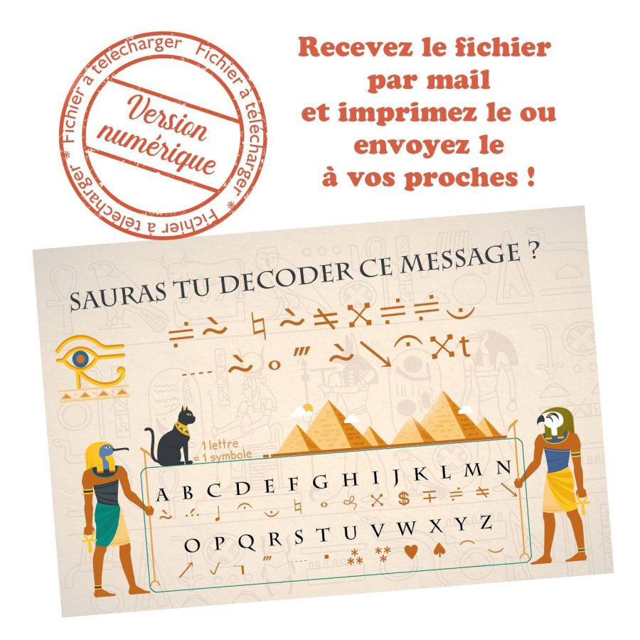 A IMPRIMER*** Carte personnalisable Sauras tu décoder ce message ? Egypte  - Lachouettemauve