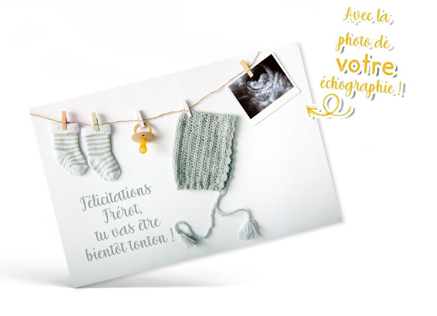 Carte annonce de grossesse avec VOTRE échographie - Polaroid