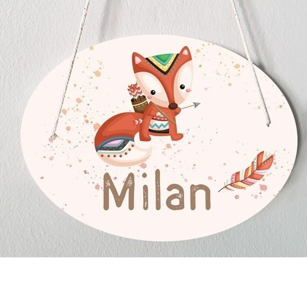Plaque de porte chambre d'enfant personnalisable - modèle Milan - Wild