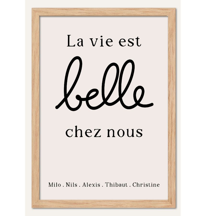 Affiche murale La vie est belle personnalisée