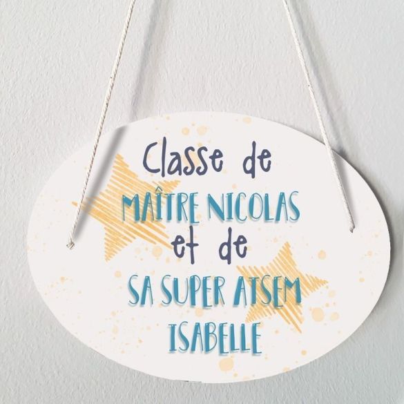 Plaque porte personnalisable salle de classe pour maître