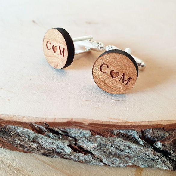Boutons De Manchette En Bois Avec Boîte - Modèle Marié Fait Main
