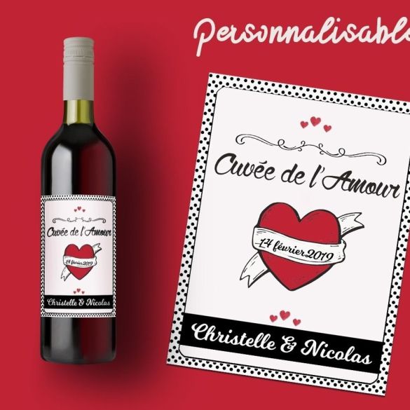 Étiquette de vin Pingouin de la Saint-Valentin, Amour, seras-tu mon  Valentine Bouteille de vin, étiquettes en poly blanc satiné pour la Saint- Valentin, célébration, amour -  France