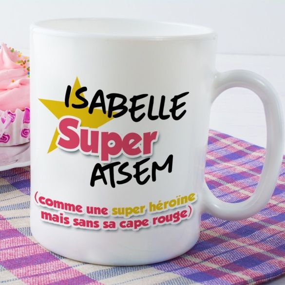 Mug personnalisable Super maitresse / nounou / atsem - Lachouettemauve