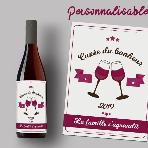 Étiquette pour bouteille de vin ou de champagne - Annonce de grossesse  originale - La Famille s'agrandit - Cuvée spéciale : : Produits  Handmade
