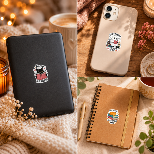 Planche de stickers Book Lover – Édition Cozy ou Douceur | Stickers lecture illustrés