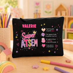 Pochette coton personnalisée Super Atsem | Cadeau Fin année scolaire