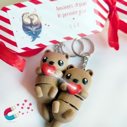 Duo de porte clés Loutres aimantés