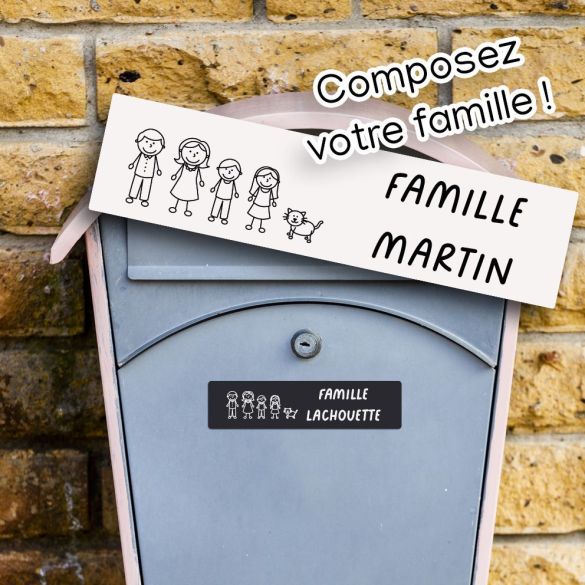 Plaque adhésive boîte aux lettres personnalisée avec famille -  Lachouettemauve