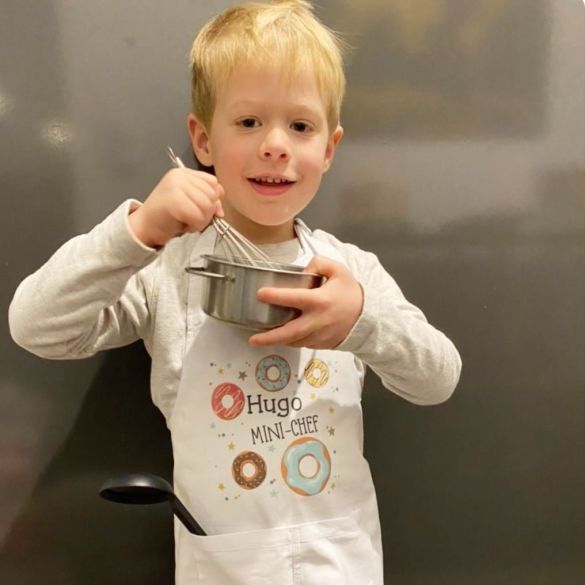 Tablier de cuisine enfant réversible personnalisé avec une poche