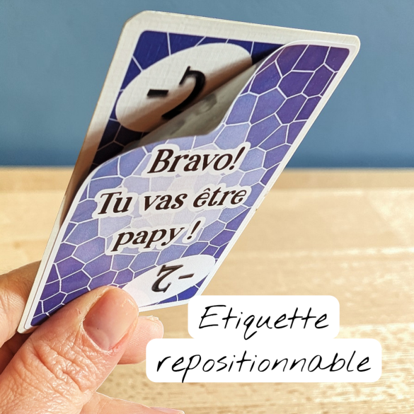 Carte à gratter Annonce Grossesse - message à personnaliser Papy Mamie Tata Tonton parrain marraine ... faux ticket a gratter