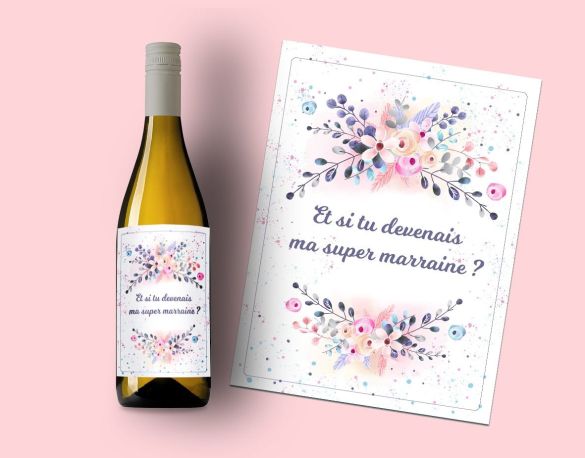 Etiquette bouteille vin ou champagne personnalisable pour annonce mariage -  Lachouettemauve