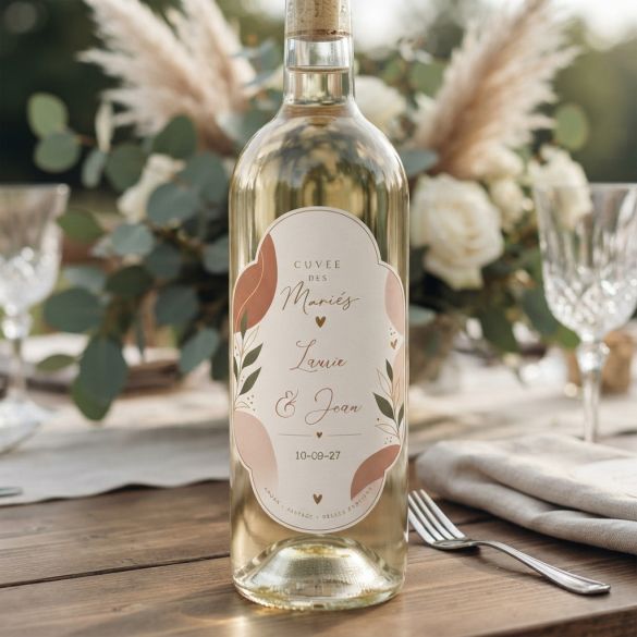 Étiquette personnalisée bouteille de vin Mariage – Cuvée des Mariés