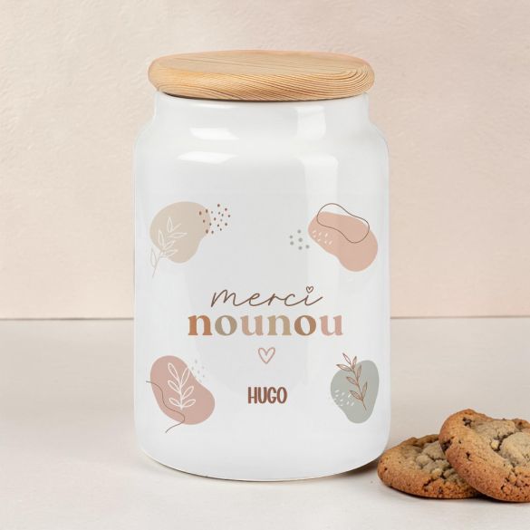 Pot à cookies personnalisé Merci Nounou – Cadeau nounou personnalisé