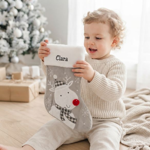Chaussette de Noël personnalisée avec prénom brodé – Botte de Noël à personnaliser