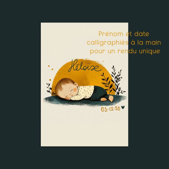 Affiche de Naissance Personnalisée - Calligraphie Artisanale à la Main