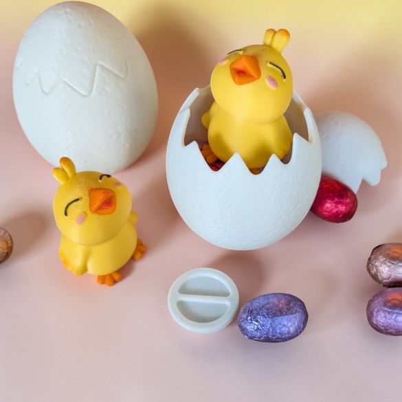 Oeuf magique Pâques enfant avec poussin surprise et chocolats