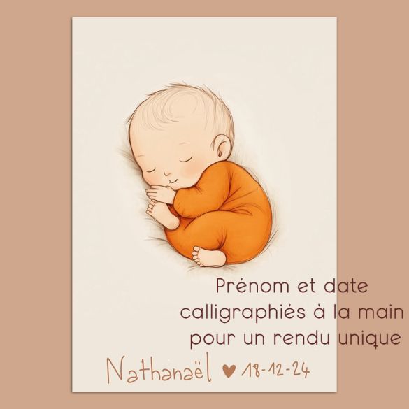 Affiche de Naissance Personnalisée - Calligraphie Artisanale à la Main