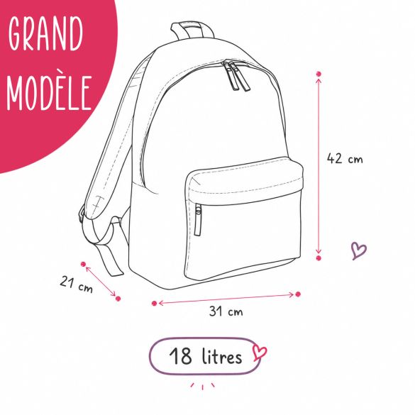 Sac à dos école enfant personnalisé avec prénom | Pop - Couleur Noir grand 18L
