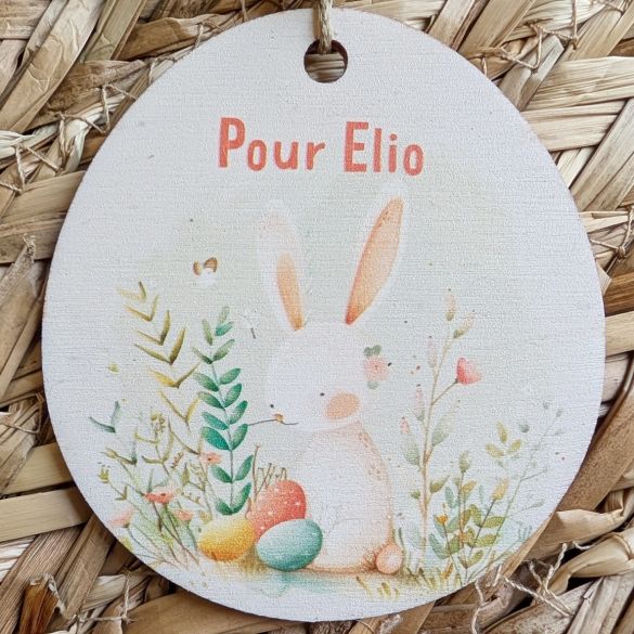 Oeuf en bois personnalisé imprimé  Pâques