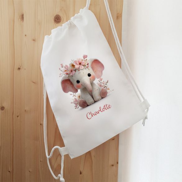 Sac de sport enfant personnalisable modèle Elephant girly