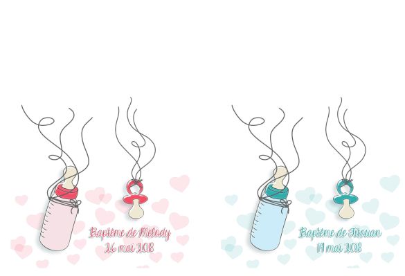Affiche à empreintes Tétine et biberon pour baby shower (bleu) | Version digitale