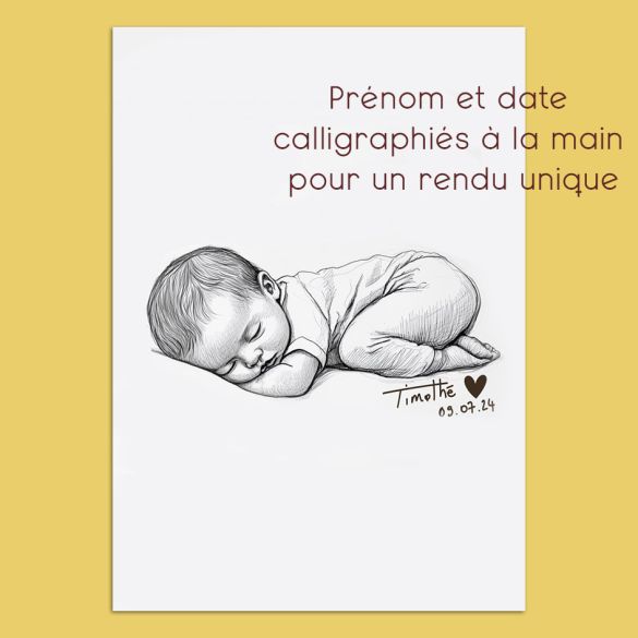 Affiche de Naissance Personnalisée - Calligraphie Artisanale à la Main