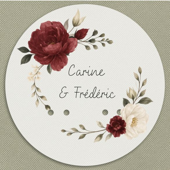 Plateau porte alliances mariage satiné imprimé | Modèle Pivoines