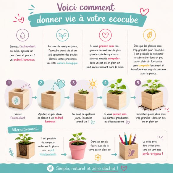 Ecocube personnalisé Nounou | Cadeau original de fin d'année pour une nounou exceptionnelle