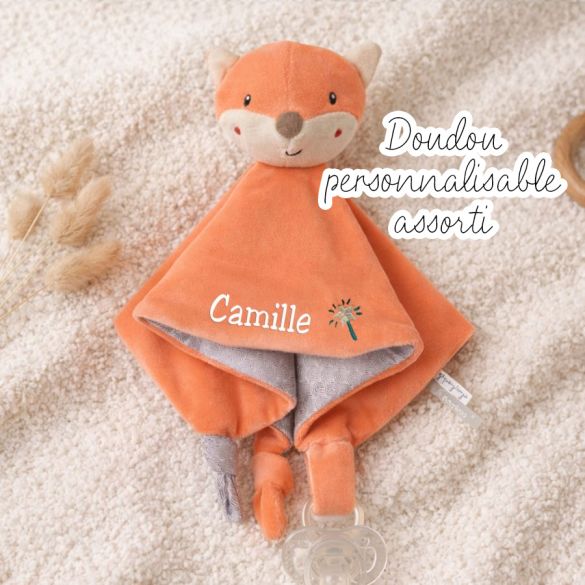 Attache tétine Bamboo  Renard