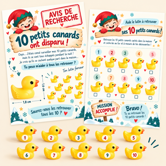 Kit chasse aux canards  Lutin Farceur Noël – Accessoires bêtises lutin – Enfant