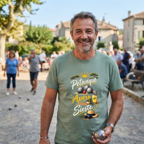 T-shirt Pétanque Apéro Sieste – Cadeau humoristique pour Papy et amateur de pétanque