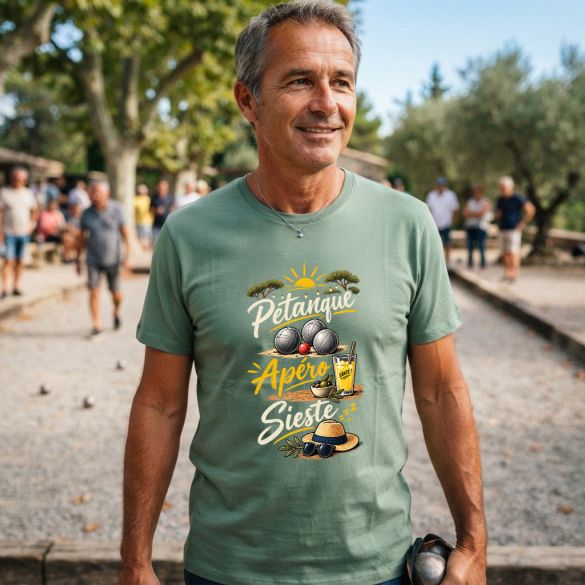 T-shirt Pétanque Apéro Sieste – Cadeau humoristique pour Papy et amateur de pétanque