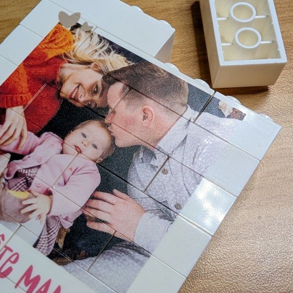 Support photo en briques de construction style Lego 3 photos