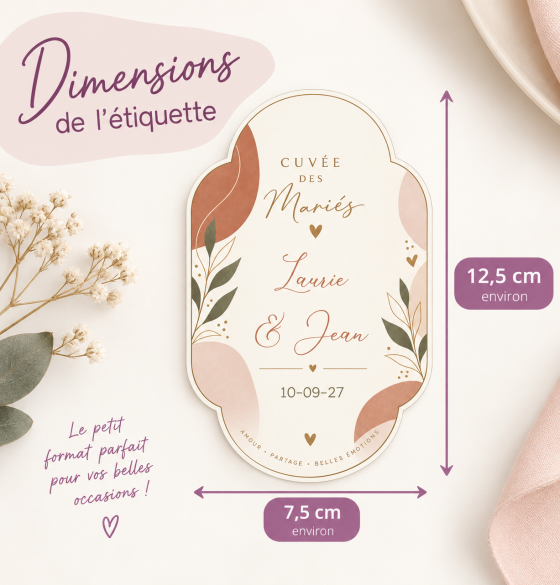 Étiquette personnalisée bouteille de vin Mariage – Cuvée des Mariés