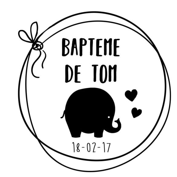 Tampon personnalisé pour baptême - Elephant