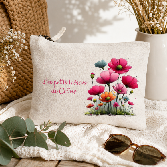 Pochette coton personnalisée Les petits trésors | Cadeau Fête des Mères avec prénoms |Maîtresse | Nounou |Atsem