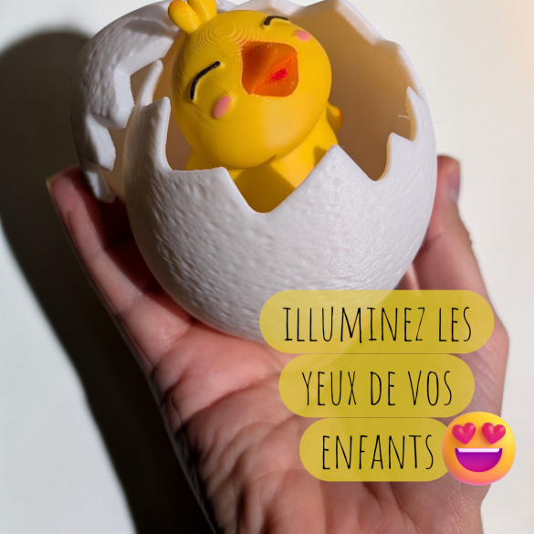 Oeuf magique Pâques enfant avec poussin surprise et chocolats