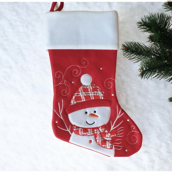 Destockage : Chaussette de Noël déjà brodée, modèle Rouge