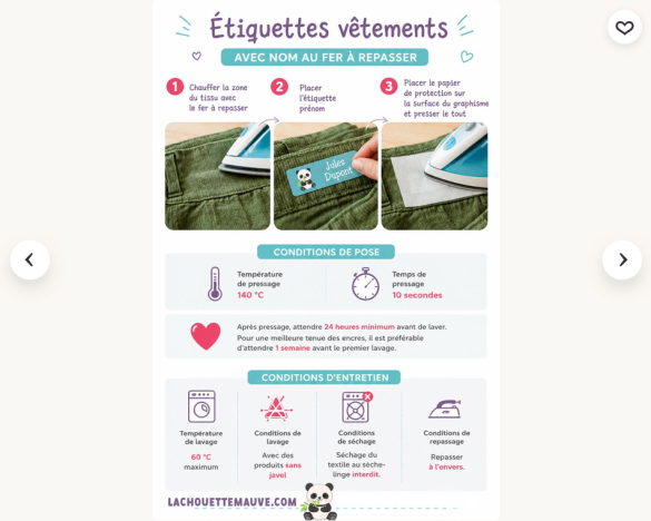 Étiquette vêtement personnalisée thermocollante – Kit d'étiquettes pour l'école, la crèche et les loisirs