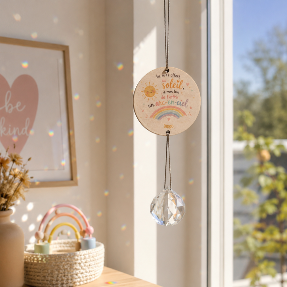 Suncatcher personnalisé avec prénom | Suspension attrape-soleil en cristal « Tu m'as offert du soleil… »
