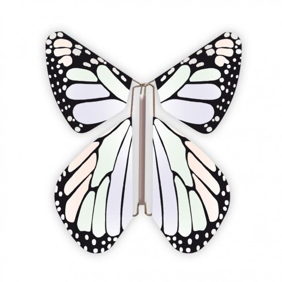 Papillon volant avec carte d'annonce