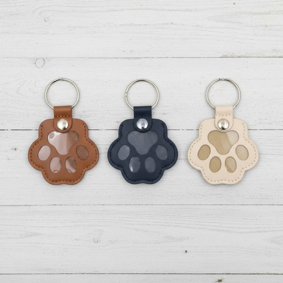 Porte-clés souvenir en forme de patte pour poils d'animaux – cuir personnalisé avec nom de l’animal