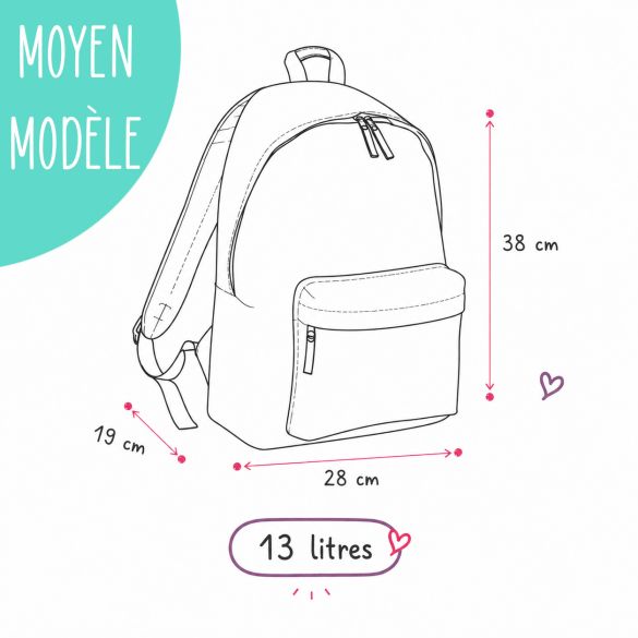 Sac à dos école fille personnalisé avec prénom | Cherry - Couleur Rose clair Moyen 13L